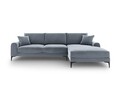 Coltar dreapta, Madara, Mazzini Sofas, 5 locuri, black legs, 254x182x90 cm, catifea, albastru deschis