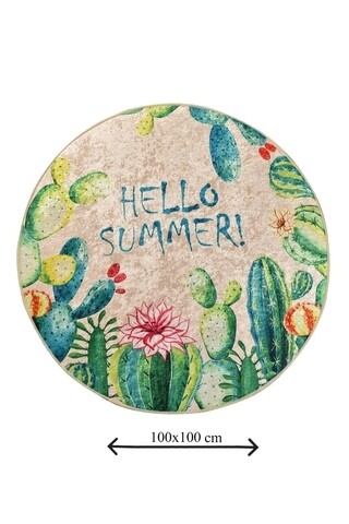 Covoras de baie Hello Summer, Chilai, Ø100 cm, multicolor