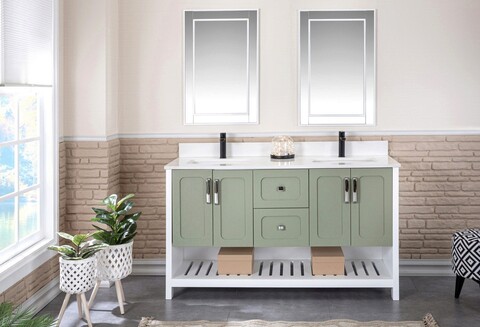 Set mobilier de baie (3 piese), Jussara, Yampa 60, Verde Jussara