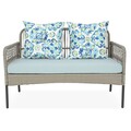 Set mobilier pentru gradina/terasa, 4 piese, Perch, otel, gri/albastru