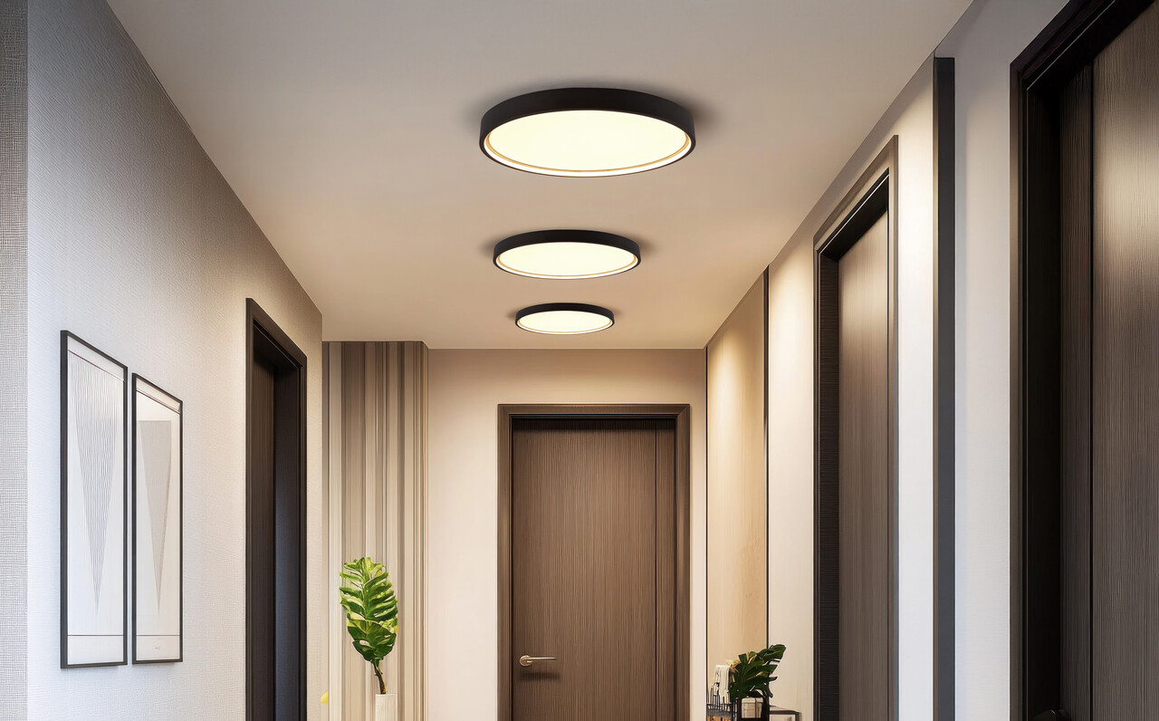 Plafoniera Doha, TRIO, 45x5.5 cm, 29W, 1x SMD, metal, negru mat