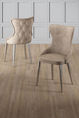 Set scaune 4 piese, Charlotte, Alpa, Cappuccino / Chrome