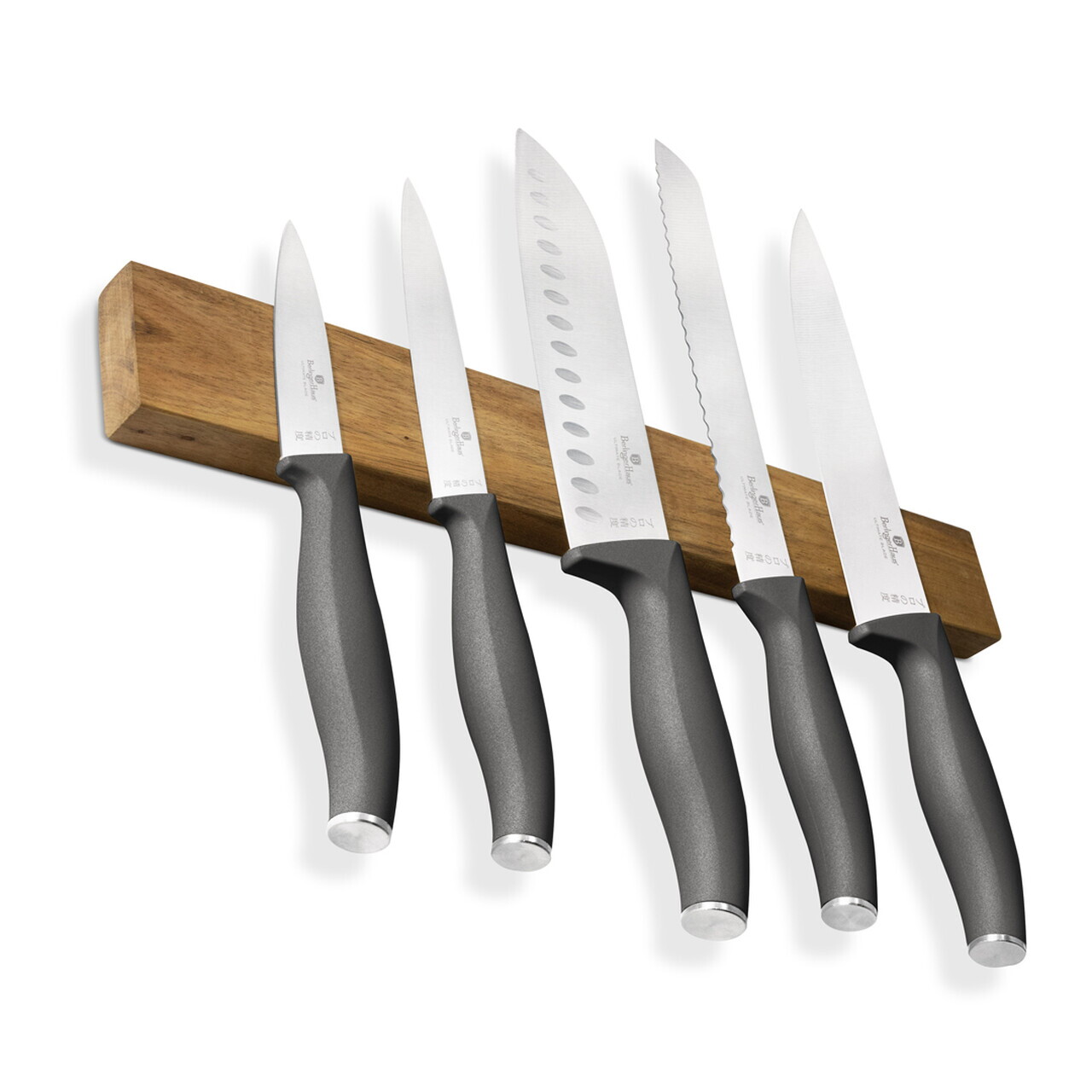 Set 5 cutite cu suport magnetic Berlinger Haus, Anthracite, inox/lemn, antracit mat/natur - imagine 3