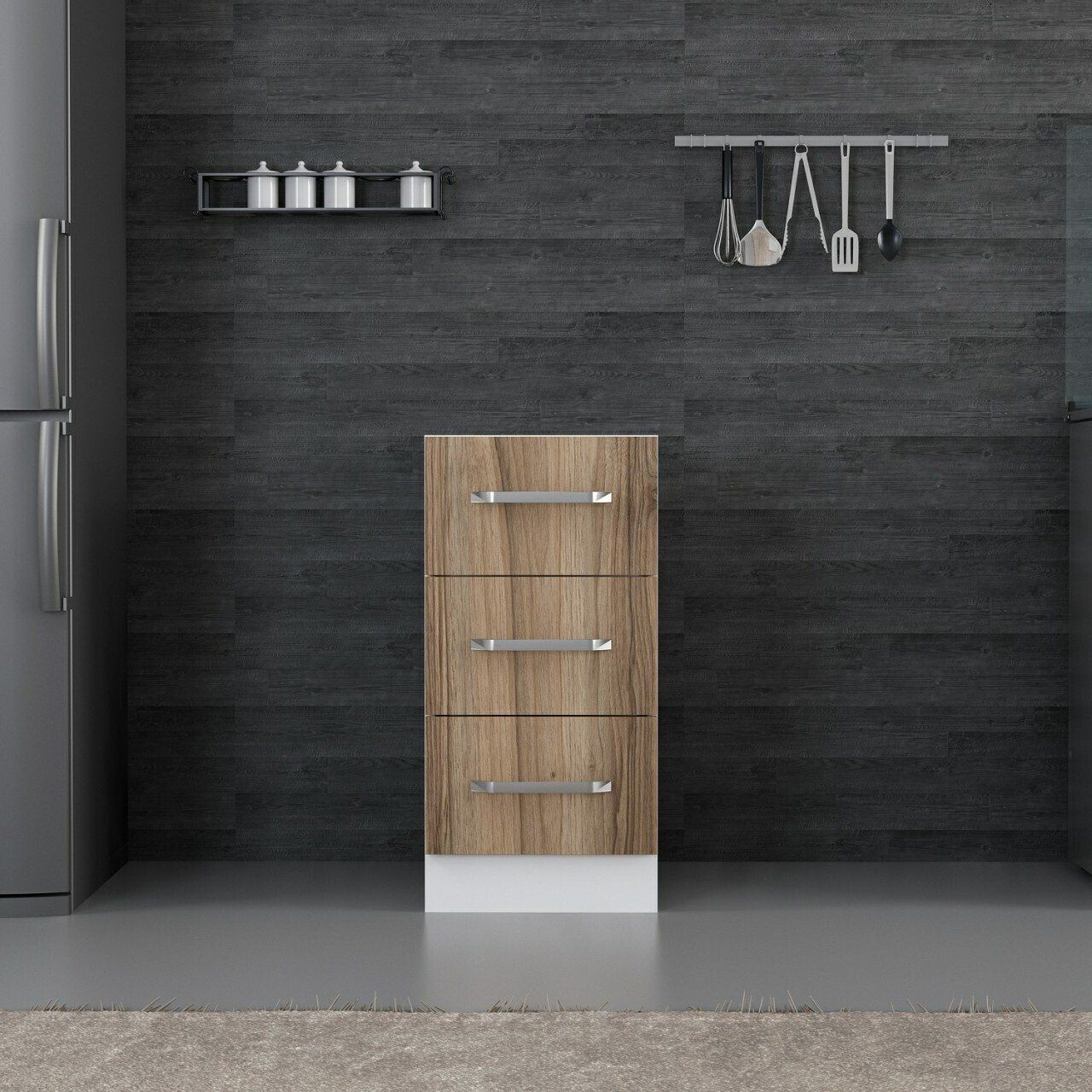 Dulap pentru bucatarie, Hanah Home, Minar, 40x87x58 cm, Alb / Dore — imaginea 2