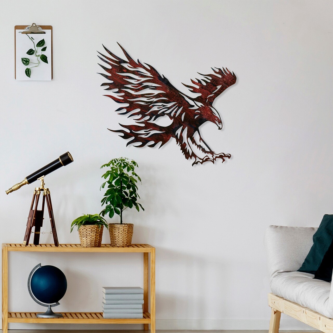 Decoratiune de perete, Eagle, Metal, Dimensiune: 71 x 63 cm, Multicolor - 1 | YEO