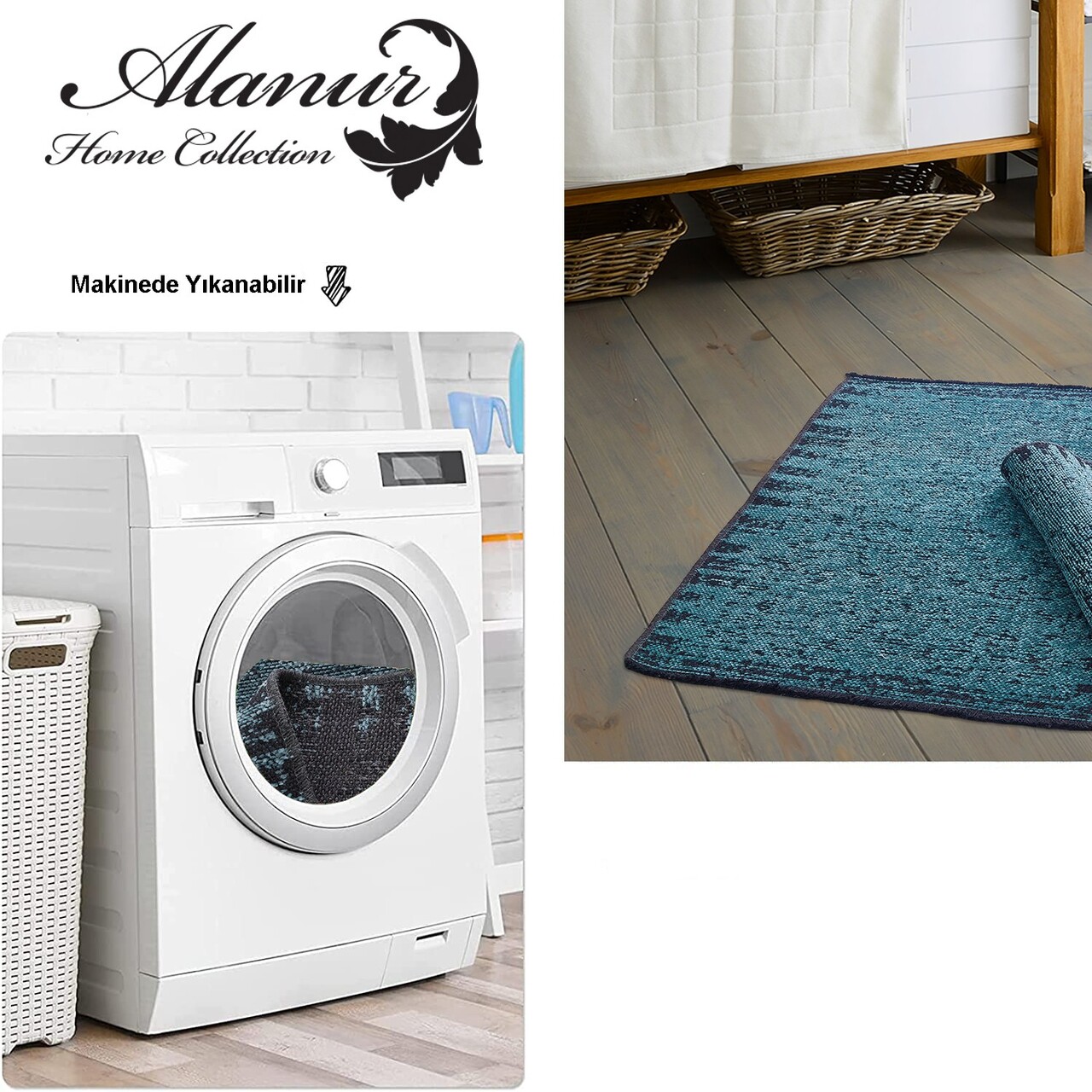 Set covorase de baie, Alanur Home, Paris, Bumbac, Turcoaz - 2 | YEO