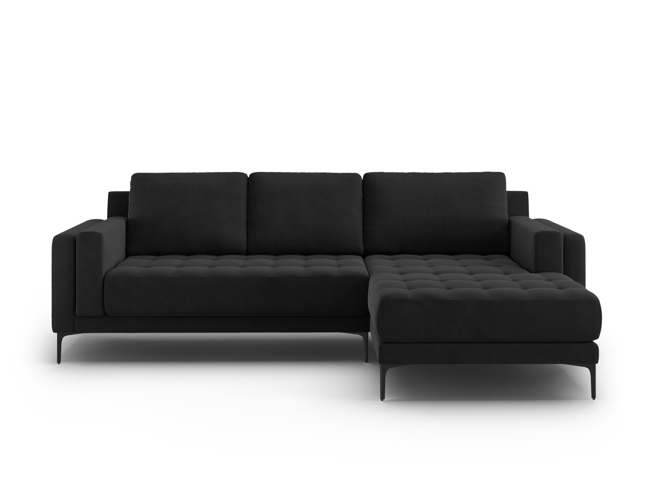 Coltar Dreapta, Orrino, Mazzini Sofas, 4 Locuri, 242x164x82 Cm, Catifea, Negru