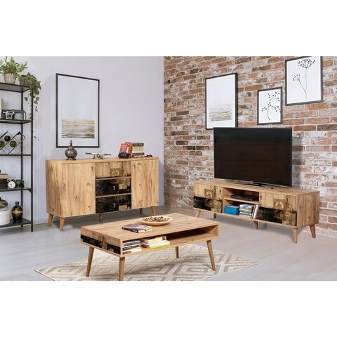 Set mobilier living 3 piese, comoda, comoda tv si masuta, motto 764, vella, atlantic pine