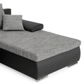 Coltar extensibil cu sezlong interschimbabil, Oliver, 332 x 207/171 x 88/71 cm, piele ecologica/stofa, negru/gri