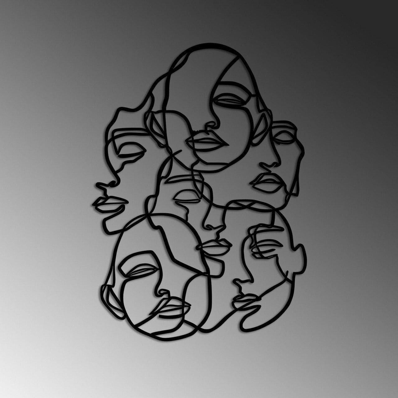 Decoratiune de perete, Faces v2, Dimensiune: 70 x 50 cm, Negru — imaginea 4