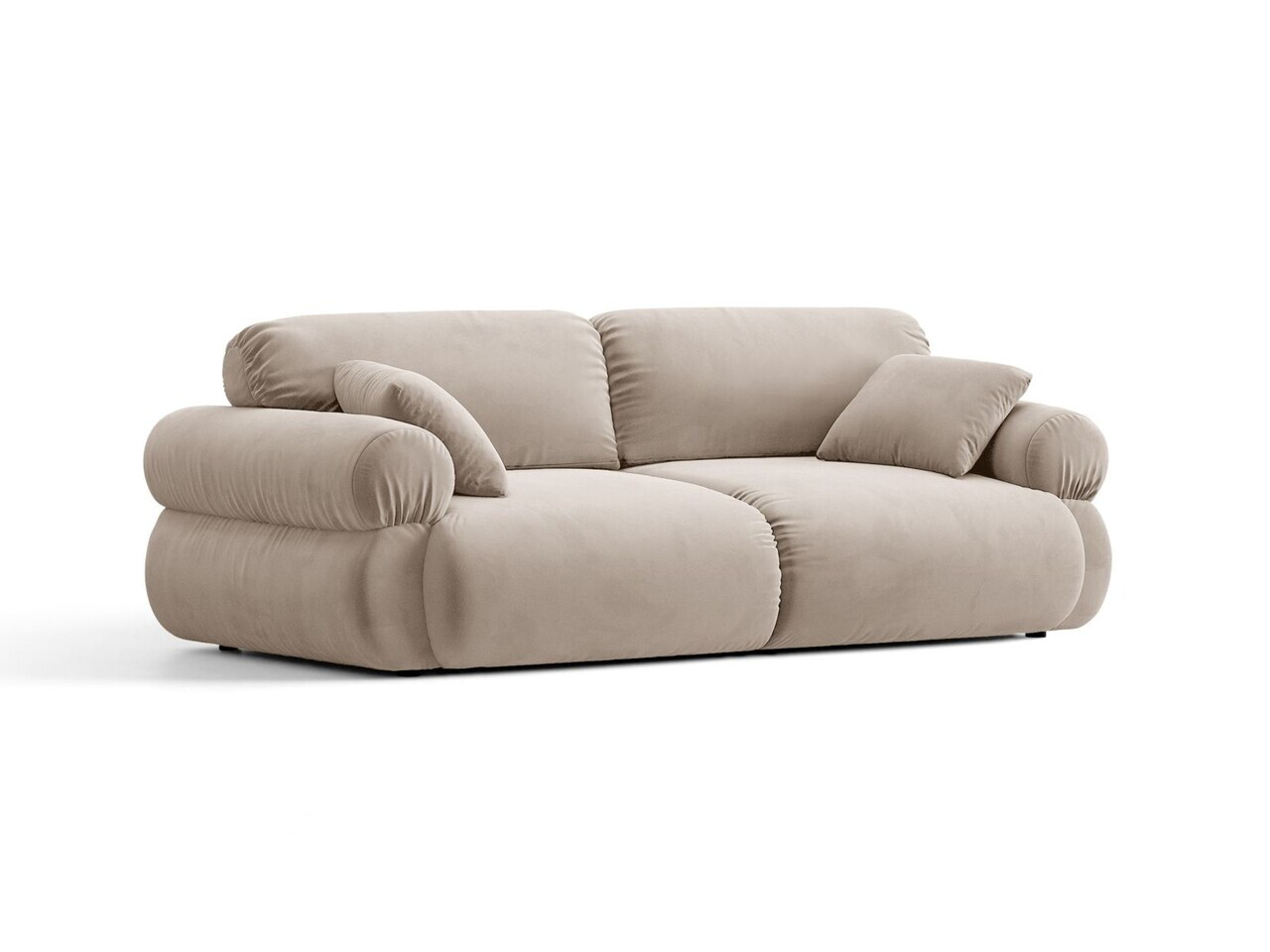Canapea 3 locuri, Ophelia, Micadoni Home, 217x100x84 cm, catifea, bej — imaginea 2
