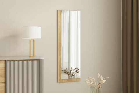 Oglinda decorativa, Siam, Lariya, 40x120x2.2 cm, MDF , Alb / Natural