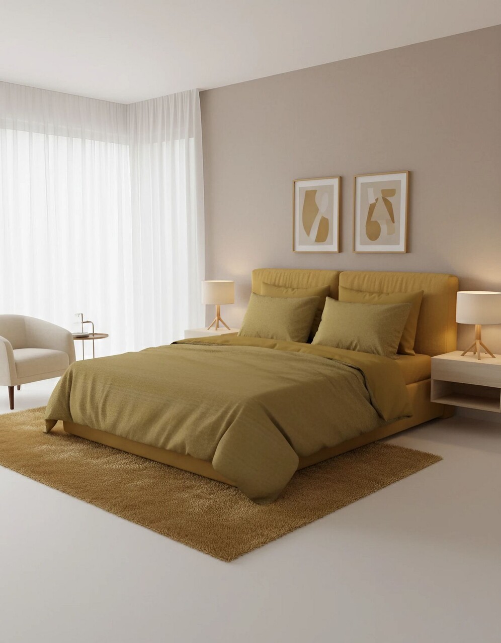 Lenjerie de pat dubla (DE) L'essentiel Maison Najva Kombin Galben mustar