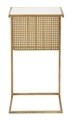 Masuta de cafea cu suport reviste, Mauro Ferretti, 46x35x65 cm, fier/marmura, auriu/alb