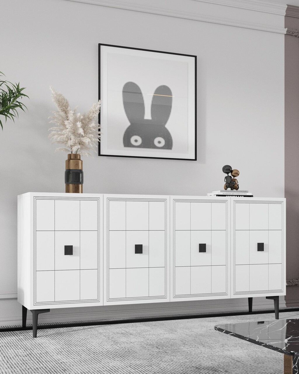 Consola, Hanah Home, Yuka 120, 120x75x32 cm, Alb - view 3