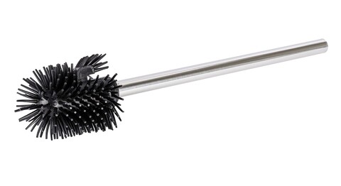 Perie pentru toaleta, wenko, replacement, 7.5 x 7.5 x 35 cm, inox/silicon, negru