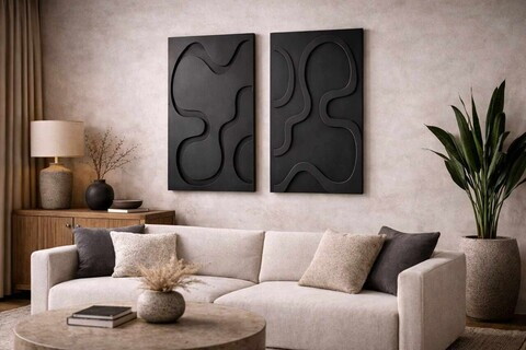 Decoratiune de perete, 3D4068-007, MDF, Plastic (Grosime: 10 mm                       , Negru