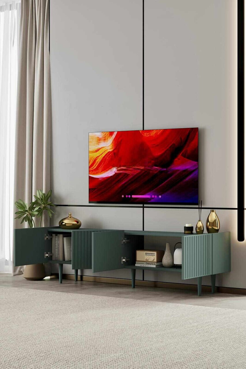 Comoda TV, Hanah Home, Capella 160, 160x50x29 cm, MDF, Verde - view 3