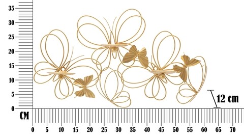 Suport pentru lumanari Butterflies, Mauro Ferretti, 61x12x34 cm, fier, auriu