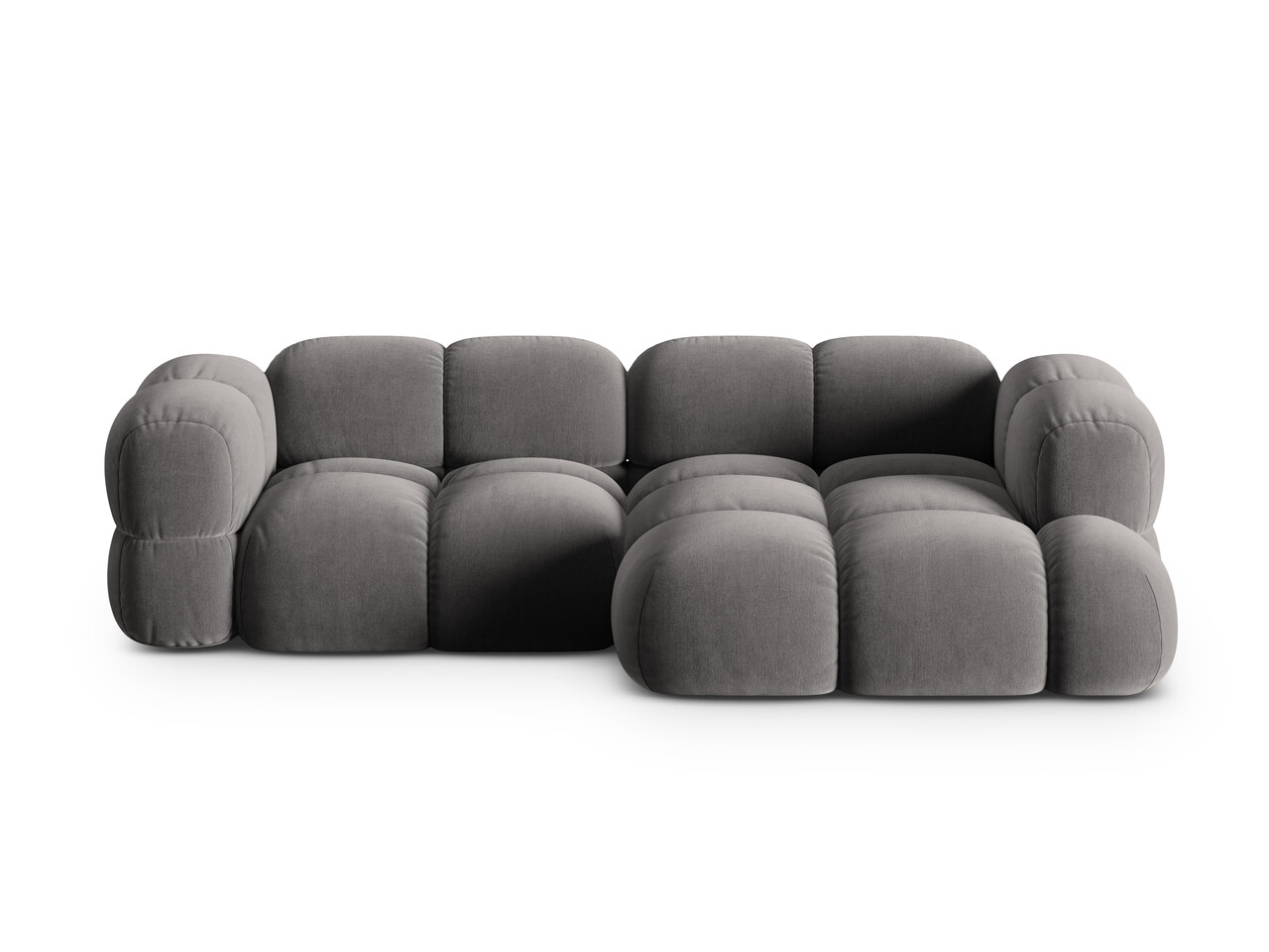 Coltar dreapta 3 locuri Loretto Cosmopolitan Design 250x147x68 cm catifea gri