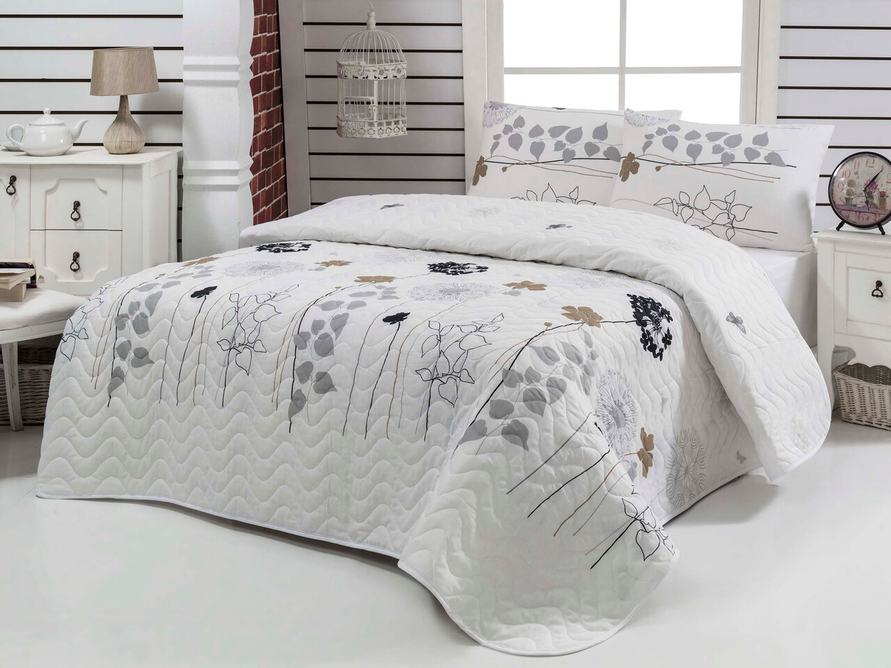 Cuvertura Single 155x200 cm, Atlantis - White, Eponj Home, 65% bumbac/35% poliester