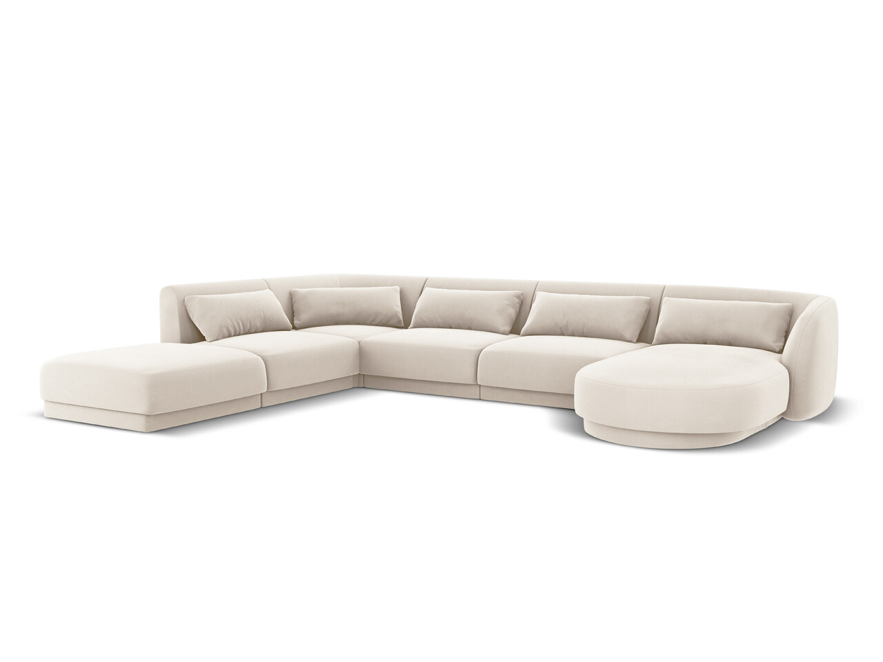 Coltar panoramic stanga 6 locuri, Tulum, Cosmopolitan Design, 330x255x70 cm, catifea, bej deschis - 1 | YEO