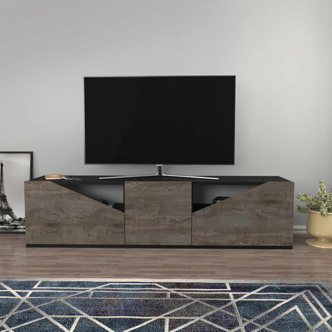 Comoda TV, Retricy, Carson, 160×35.3×40 cm, PAL, Antracit / Stejar închis 160x35.3x40