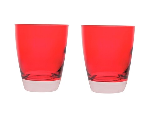 Set 2 pahare, Happy Colour, Excelsa, 300 ml, sticla, rosu