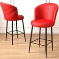 Set scaun de bar (2 bucăți), Charlotte, Uras, Metal, Roșu/Negru