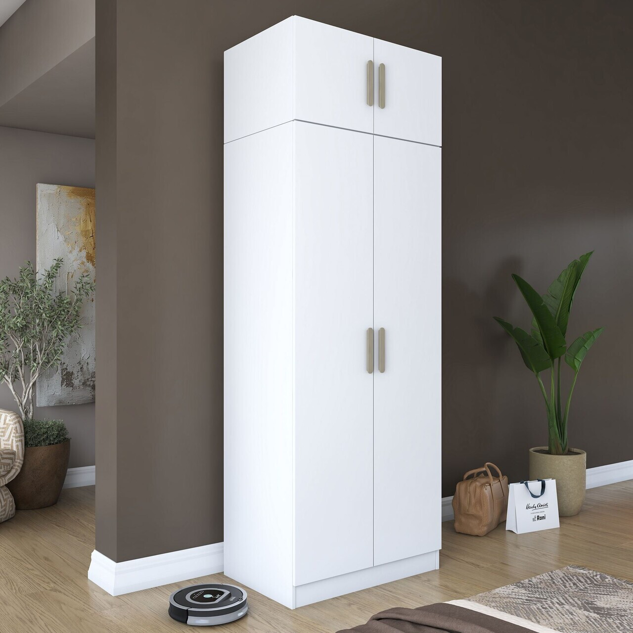 Dulap pentru haine, Hanah Home, BA211, 90x255x57.5 cm, PAL melaminat, Alb - view 2