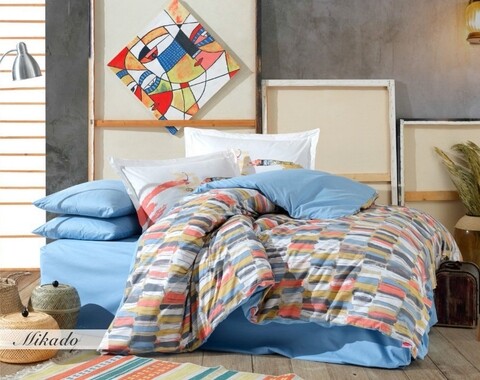 Lenjerie de pat dubla king, 3 piese, 220x240 cm, 100% bumbac poplin, hobby, mikado, galben mustar