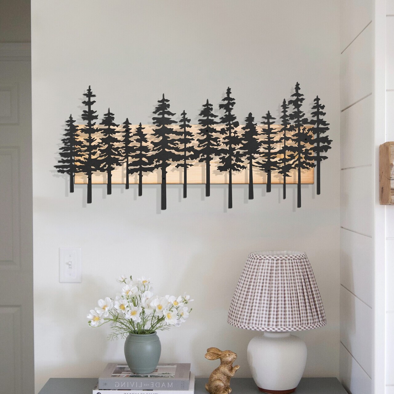 Decoratiune de perete, Nordic Pine, Cadru: Lemn (Grosime: 2 cm), Natural/Negru — imaginea 3