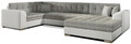 Coltar extensibil dreapta 5 locuri ELTAP, Damario, 338x189x78 cm, lemn/poliester, gri/alb