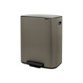 Cos de gunoi cu pedala, Brabantia, Bo Pedal Platinum, 60 L, 36.3x54.1x65.2 cm, otel, gri inchis
