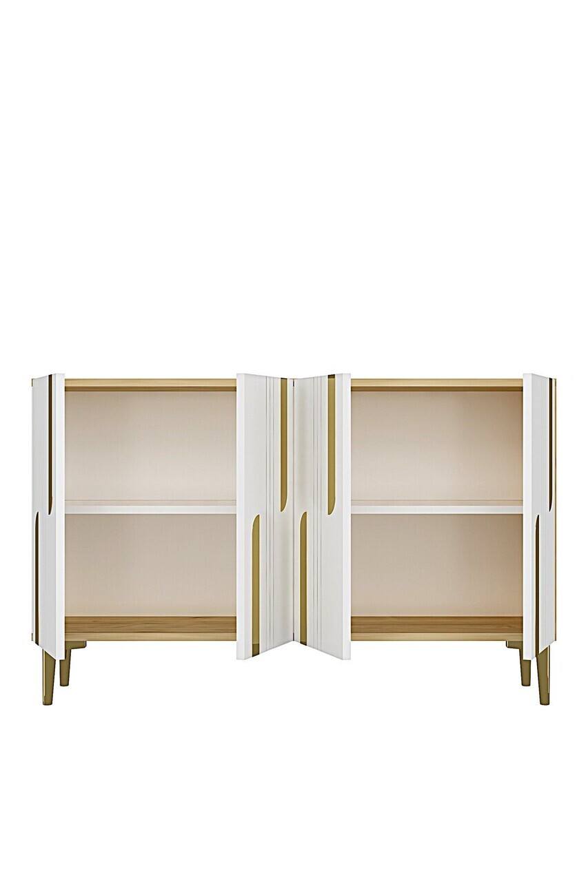 Consola, Hanah Home, Nota 120, 120x75x32 cm, Stejar Safir / Alb / Auriu — imaginea 6