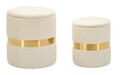 Set 2 taburete cu spatiu depozitare Sheffild, Mauro Ferretti, 37x42 cm, 28x35 cm, fier/MDf/poliester, crem