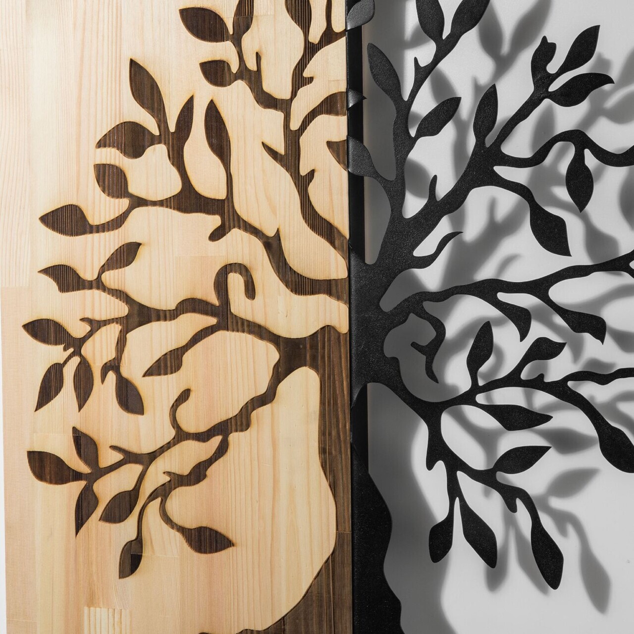 Decoratiune de perete, Aura of Nature -1, Metal, Rama din lemn (grosime 3 cm), Natural/Negru — imaginea 7