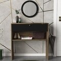 Set consola si oglinda Luis Aynali, Talon, 90 x 35.5 x 90 cm/44 cm, walnut/negru