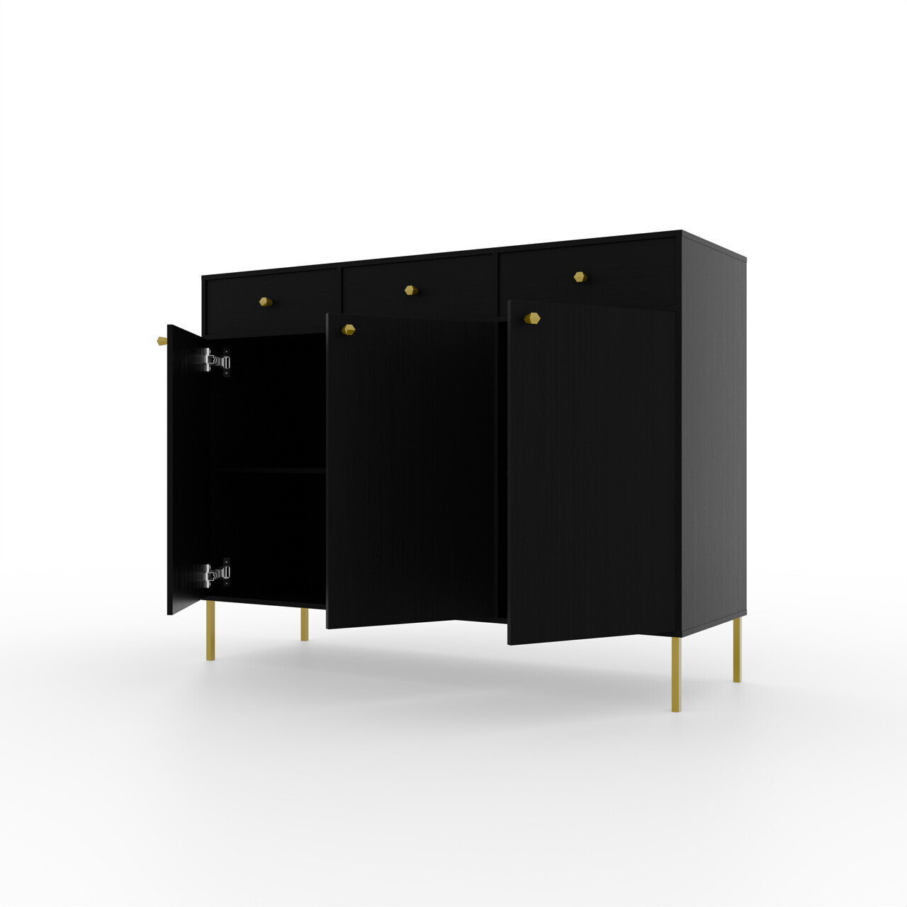 Comoda ADRK, Tili 3D 3S, 124.5x40.8x95 cm, PAL laminat, negru — imaginea 4