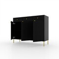 Comoda ADRK, Tili 3D 3S, 124.5x40.8x95 cm, PAL laminat, negru