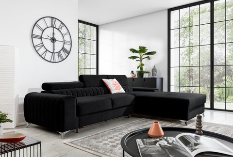 Coltar extensibil dreapta 3 locuri ELTAP, RT-10VE, Grayson, 278x205x92 cm, lemn/poliester, negru
