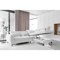 Coltar extensibil dreapta 4 locuri ELTAP, RT-01SAV, Noble, 255x201x100 cm, lemn/poliester, alb