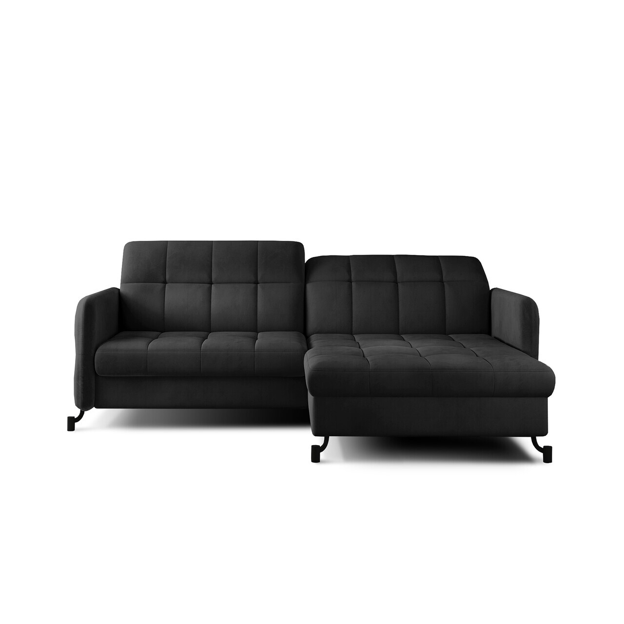 Set coltar extensibil dreapta 3 locuri si taburet ELTAP, Lor_PP_05, Lorelle, 225x160x105 cm / 100x70x45 cm, lemn/poliester, gri inchis - view 2
