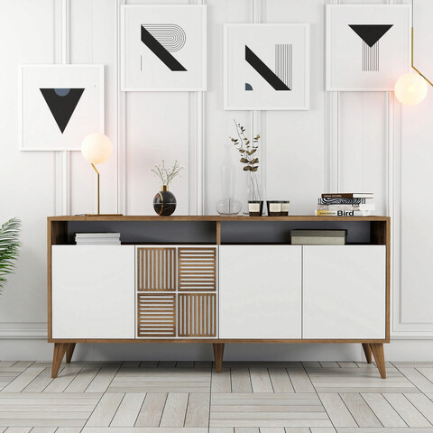 Consola, hommy craft, milan 160, 160x78x35 cm, nuc / alb