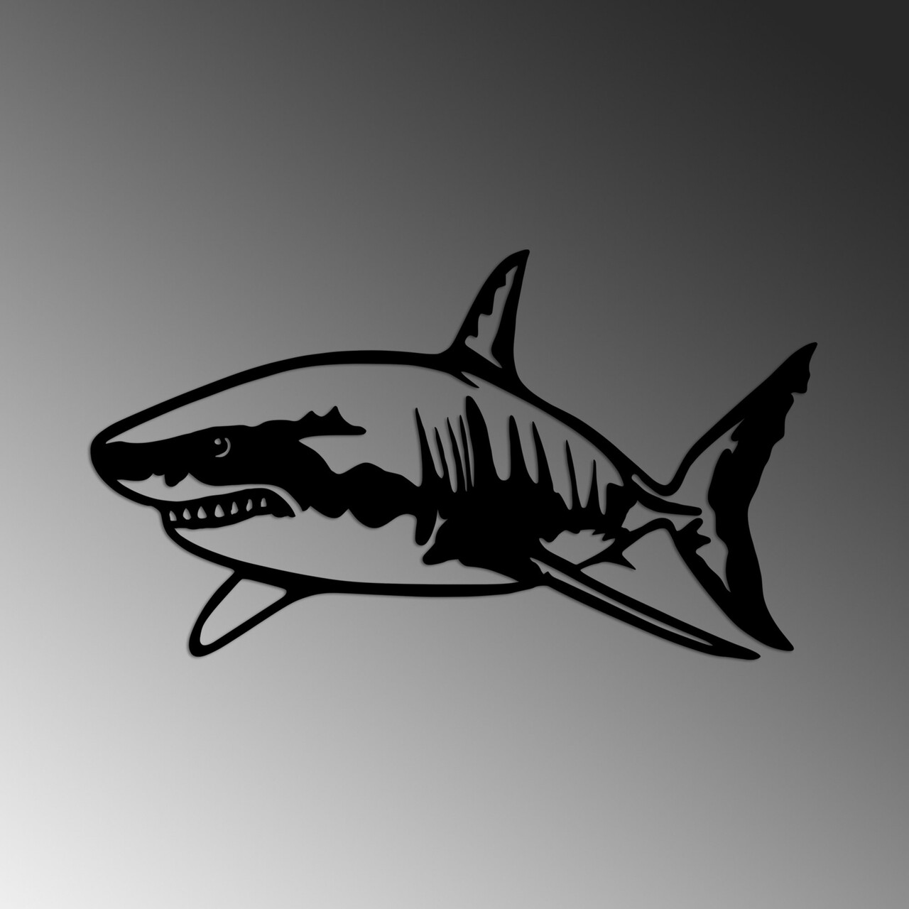 Decoratiune de perete, Shark, 70 x 36 cm, Negru - view 4