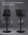 Set 2 scaune de bar rotative, Vasagle, 44x48x90-112 cm, otel cromat/piele ecologica, negru