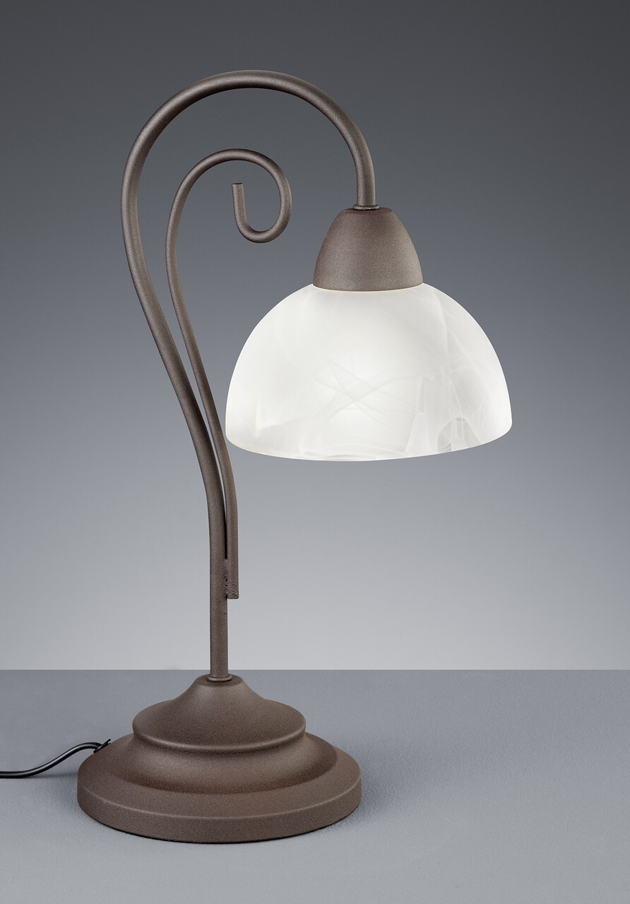 Lampa de masa Country, RL, 15.5x40 cm, 40W, 1x E14, metal, maro rustic/alb