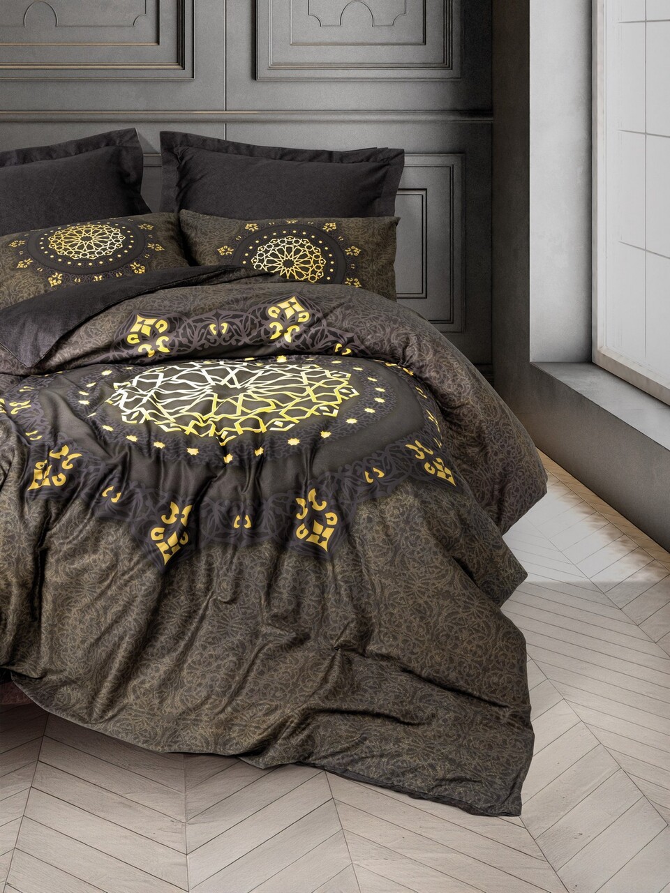 Lenjerie de pat dubla, Togay - Anthracite, Cotton Box, Bumbac Satinat