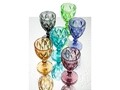 Set 6 pahare cu picior, Diamante, Brandani, 250 ml, sticla, multicolor
