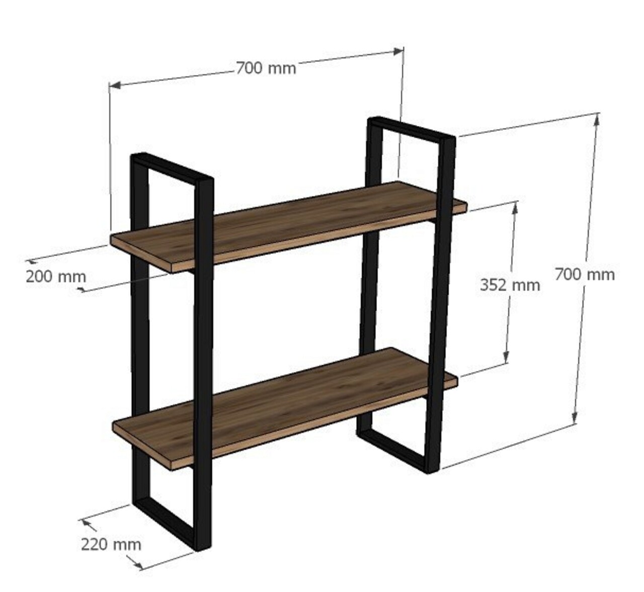 Raft De Perete, Asse Home, 70x22x70 Cm, PAL Melaminat, Natural/negru